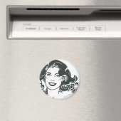 スーパーガールブラックアンドホワイトスケッチ2 マグネット (インサイチュ (食洗機))