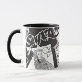 スーパーガールブラック&ホワイトコラージュ マグカップ (左)