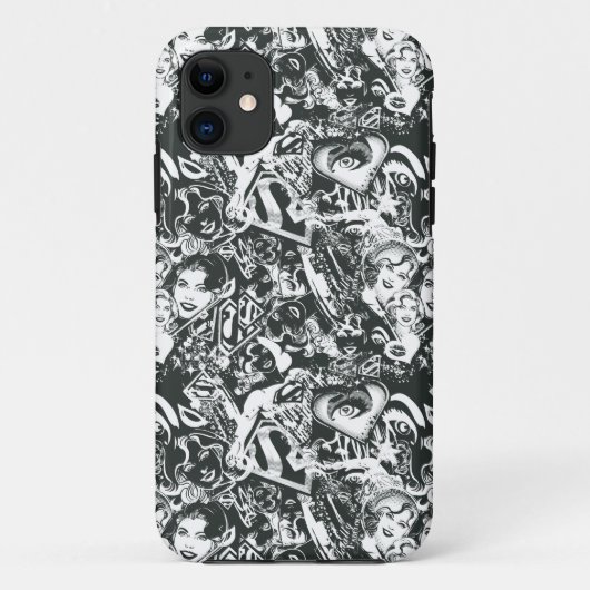 スーパーガールブラック&ホワイトコラージュ Case-Mate iPhoneケース (裏面)
