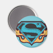 スーパーガールブルーロゴと炎 マグネット (正面/裏面)