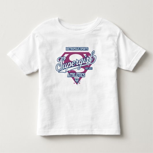 スーパーガールメトロポリススポーツ陸上競技グラフィック トドラーTシャツ (正面)