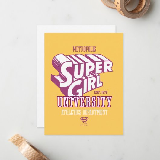 スーパーガールメトロポリス大学陸上競技部 ノートカード (正面/裏面インサイチュ)