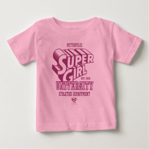スーパーガールメトロポリス大学陸上競技部 ベビーTシャツ