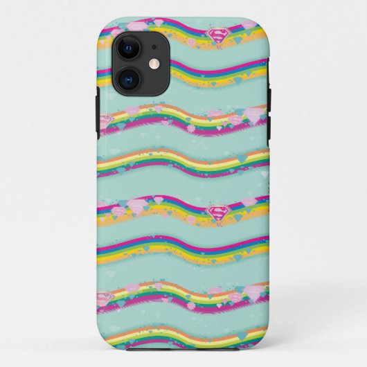 スーパーガールレインボーウェーブグリーン Case-Mate iPhoneケース (裏面)