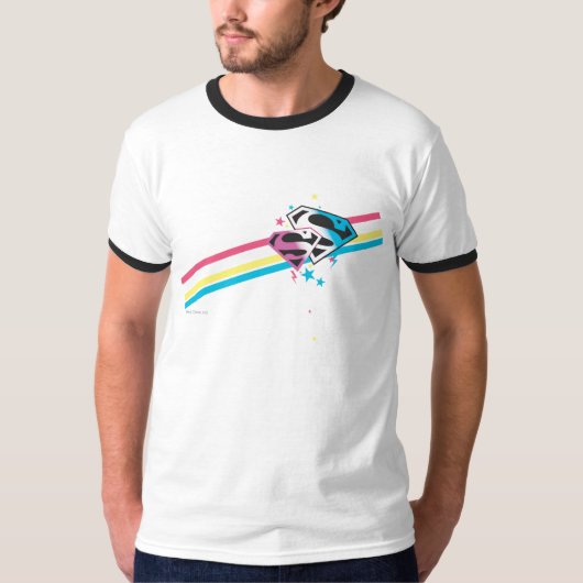 スーパーガールレインボーストライプズ Tシャツ (正面)