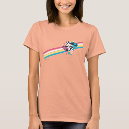 スーパーガールレインボーストライプズ Tシャツ (正面)