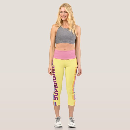 スーパーガールレトロカラーシフトグラフィック カプリレギンス (正面)