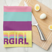 スーパーガールレトロカラーシフトグラフィック キッチンタオル (四つ折り)