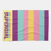 スーパーガールレトロカラーシフトグラフィック キッチンタオル (横)