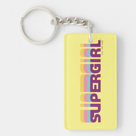 スーパーガールレトロカラーシフトグラフィック キーホルダー (正面)