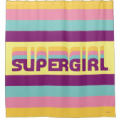 スーパーガールレトロカラーシフトグラフィック シャワーカーテン (正面)