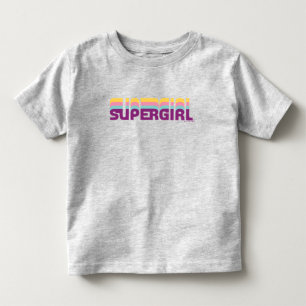 スーパーガールレトロカラーシフトグラフィック トドラーTシャツ