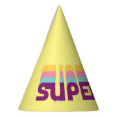 スーパーガールレトロカラーシフトグラフィック パーティーハット (左)