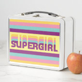 スーパーガールレトロカラーシフトグラフィック メタルランチボックス (インサイチュ)