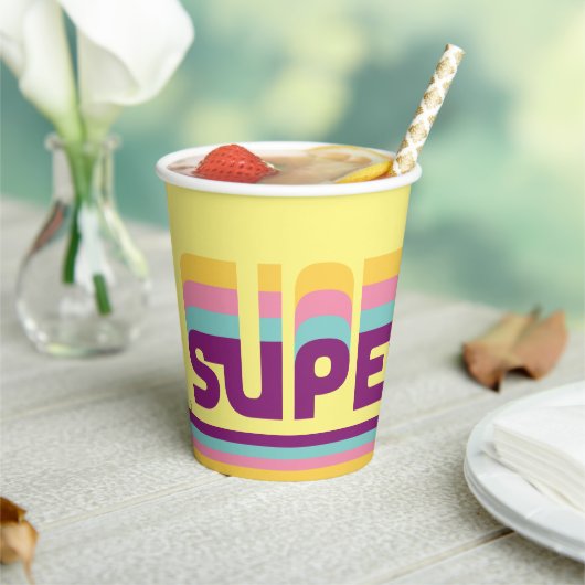 スーパーガールレトロカラーシフトグラフィック 紙コップ (インサイチュ)