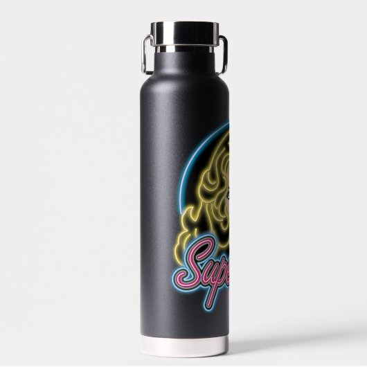 スーパーガールレトロネオンライトグラフィック ウォーターボトル (正面)