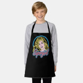 スーパーガールレトロネオンライトグラフィック エプロン (着用した状態)