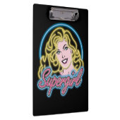 スーパーガールレトロネオンライトグラフィック クリップボード (右)