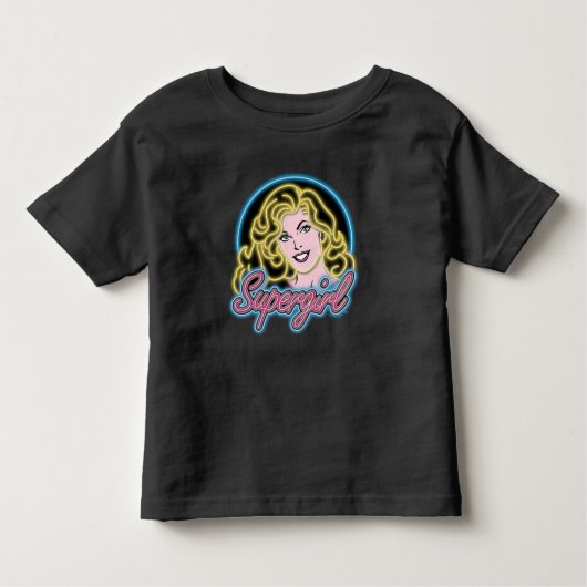 スーパーガールレトロネオンライトグラフィック トドラーTシャツ (正面)