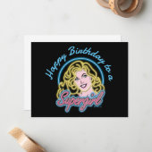 スーパーガールレトロネオンライトグラフィック ノートカード (正面/裏面インサイチュ)