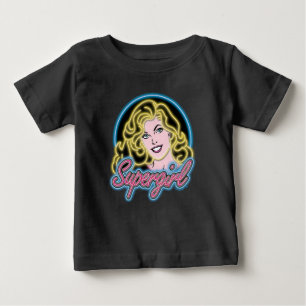 スーパーガールレトロネオンライトグラフィック ベビーTシャツ