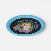 スーパーガールレトロネオンライトグラフィック ペーパープレート (アングル)