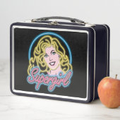 スーパーガールレトロネオンライトグラフィック メタルランチボックス (インサイチュ)