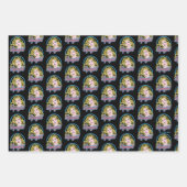 スーパーガールレトロネオンライトグラフィック ラッピングペーパーシート (正面3)