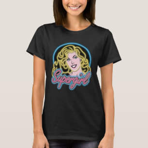 スーパーガールレトロネオンライトグラフィック Tシャツ