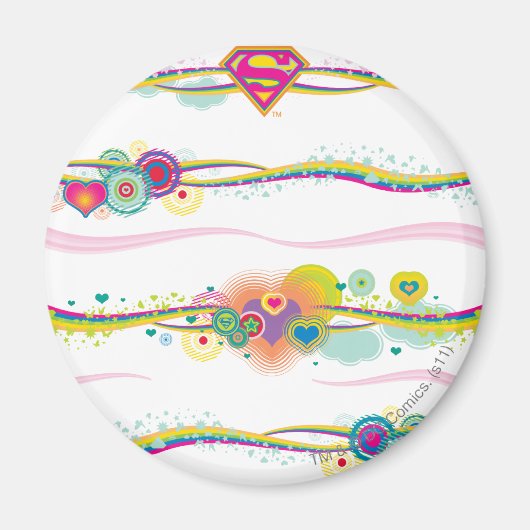 スーパーガールレトロ虹 マグネット (正面)