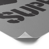 スーパーガールロゴブラックフレーミングギター ポスター (角)