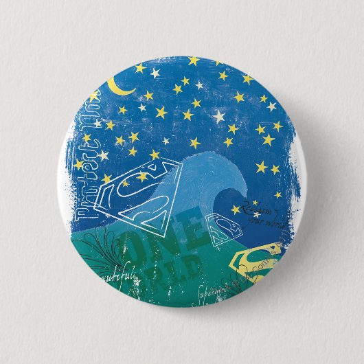 スーパーガールワンワールド 缶バッジ (正面)