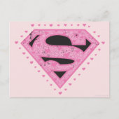 スーパーガール動揺してロゴブラックとピンク ポストカード (正面)
