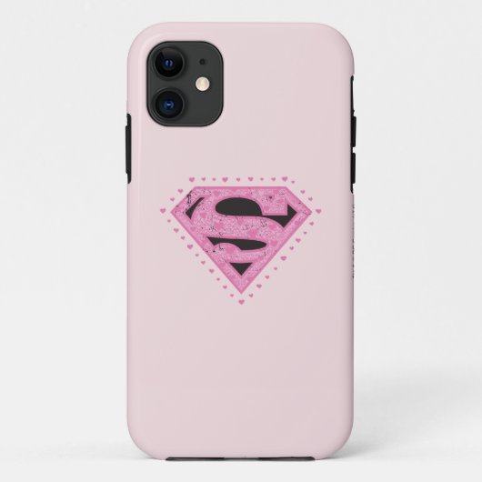 スーパーガール動揺してロゴブラックとピンク Case-Mate iPhoneケース (裏面)