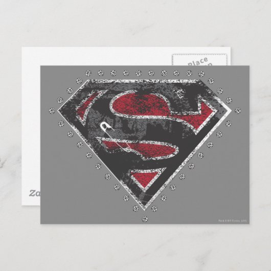 スーパーガール動揺してロゴ黒と赤 ポストカード (正面/裏面)