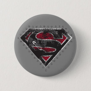 スーパーガール動揺してロゴ黒と赤 缶バッジ