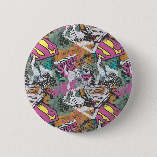 スーパーガール漫画ケーパーズパターン10 缶バッジ (正面)