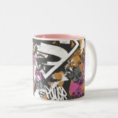 スーパーガール漫画ケーパーズパターン3 ツートーンマグカップ (正面右)