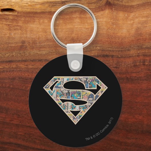 スーパーガール漫画ストリップロゴ キーホルダー (正面)