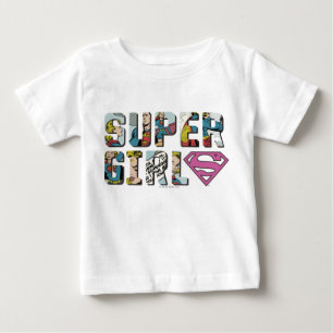 スーパーガール漫画ロゴ ベビーTシャツ
