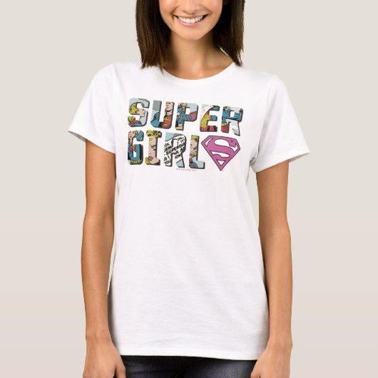 スーパーガール漫画ロゴ Tシャツ (正面)