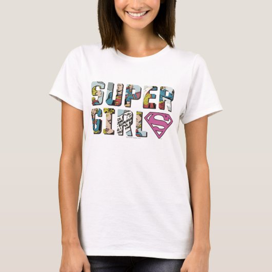 スーパーガール漫画ロゴ Tシャツ (正面)