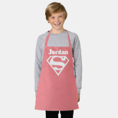 スーパーガール無地のSシールド エプロン (着用した状態)