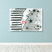 スーパーガール稲妻付き顔 キャンバスプリント (インサイチュ (ウッドフロア))