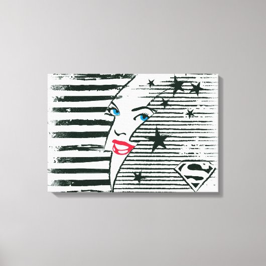 スーパーガール稲妻付き顔 キャンバスプリント (正面)