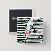 スーパーガール稲妻付き顔 缶バッジ (正面&裏面)