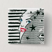 スーパーガール稲妻付き顔 缶バッジ (正面)