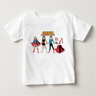 スーパーガール紙ドールグラフィック ベビーTシャツ