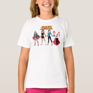 スーパーガール紙ドールグラフィック Tシャツ