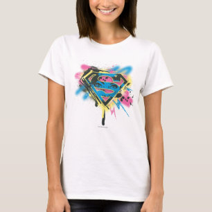 スーパーガール絵を描とスピル Tシャツ